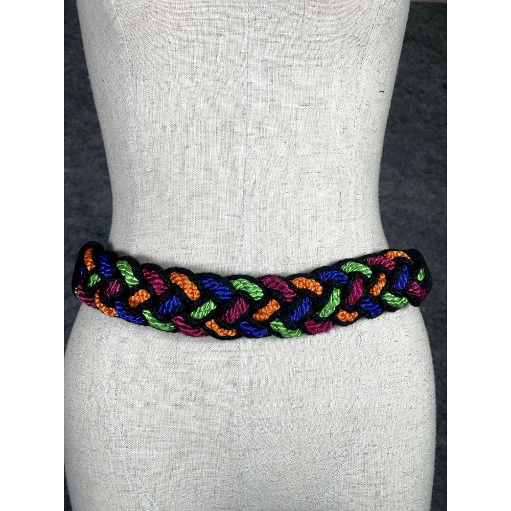 Vintage Statement Belt‎ Braided Womens Colorful 90s Strap Waist Retro